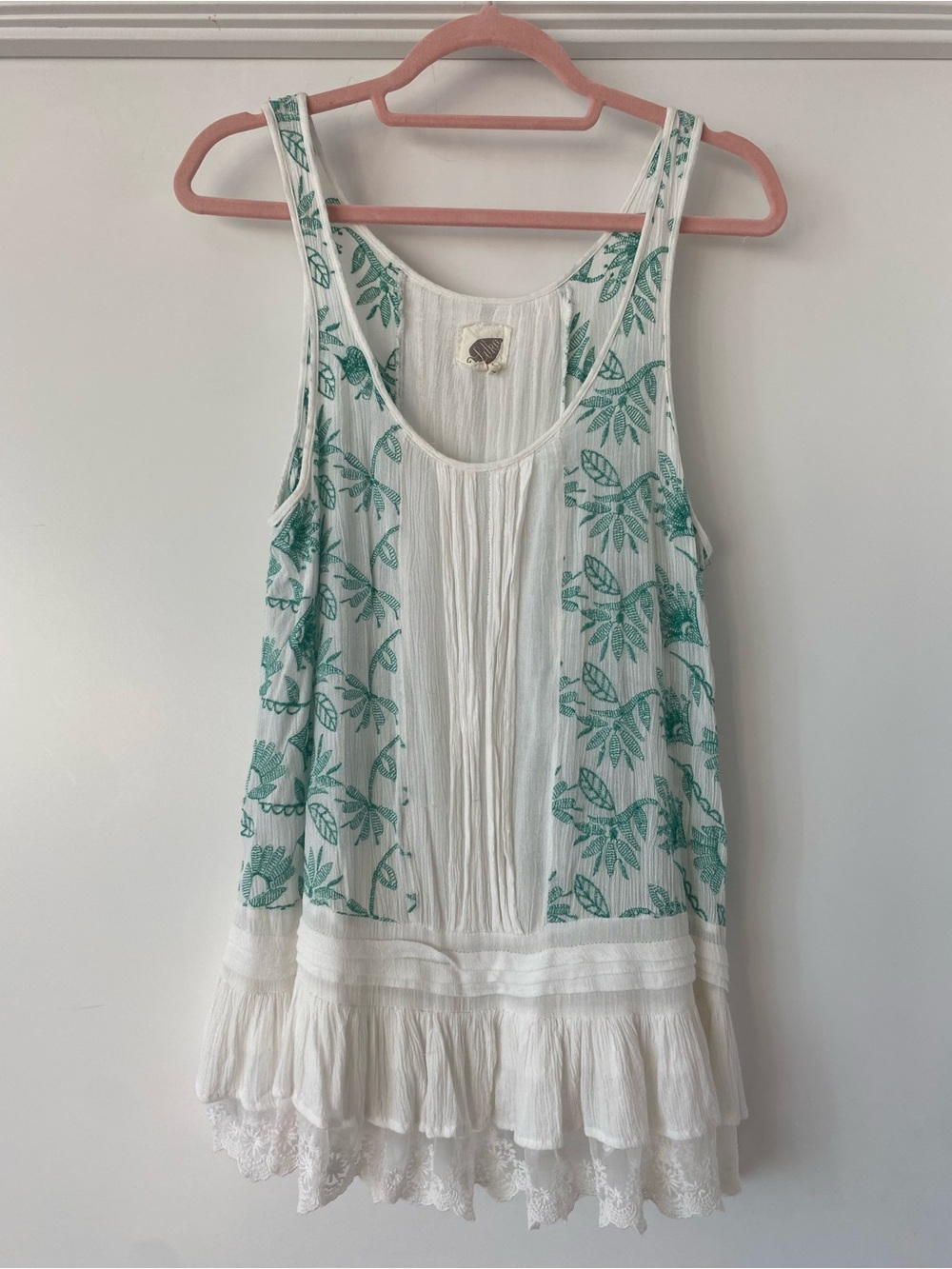 Anthropologie l Lilka Layered Lace Hem Sleeveless Tank Top with Embroidery - Picture 3 of 9